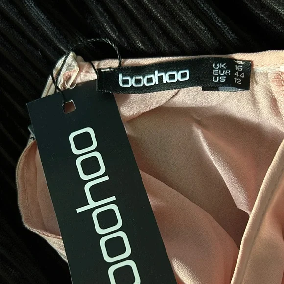 Boohoo Blush Pink Knot Front Woven Culotte Long Sleeve Wide Leg Jumpsuit - Picture 9 of 11